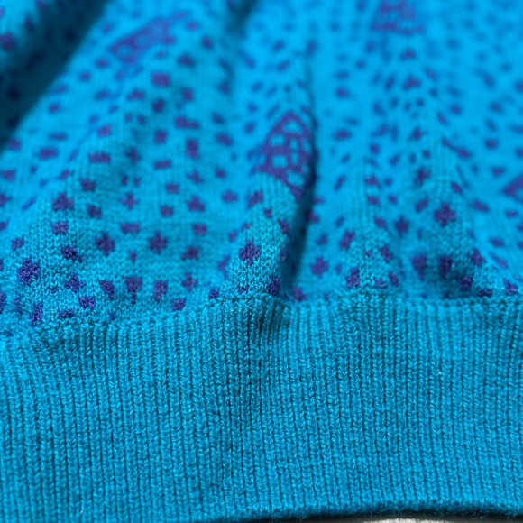 Vintage Wrangler‎ Turquoise Blue Geometric Print Knit Sweater Large - Picture 5 of 5